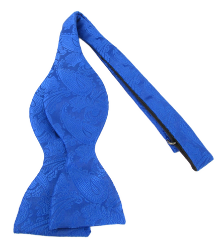 Royal Blue Paisley Self-Tied Bow Tie by Van Buck