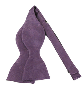 Aubergine Paisley Self-Tied Bow Tie by Van Buck