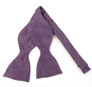 Aubergine Paisley Self-Tied Bow Tie by Van Buck