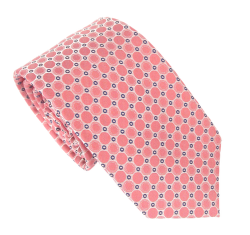 Pink Circles London Silk Tie by Van Buck
