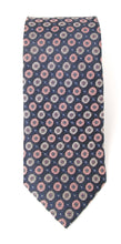 Navy Pink Medallion Circles London Silk Tie by Van Buck