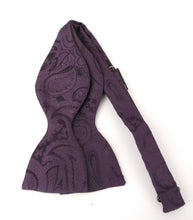 Aubergine Silk Paisley Self Tie Bow Tie by Van Buck