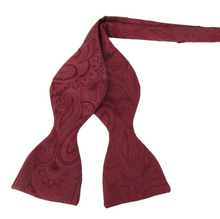Wine Silk Paisley Self Tie Bow Tie by Van Buck