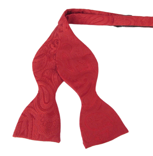Red Silk Paisley Self Tie Bow Tie by Van Buck