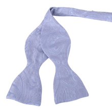 Sky Blue Silk Paisley Self Tie Bow Tie by Van Buck