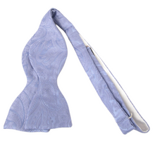 Sky Blue Silk Paisley Self Tie Bow Tie by Van Buck
