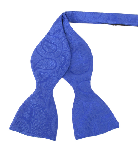 Royal Blue Silk Paisley Self Tie Bow Tie by Van Buck
