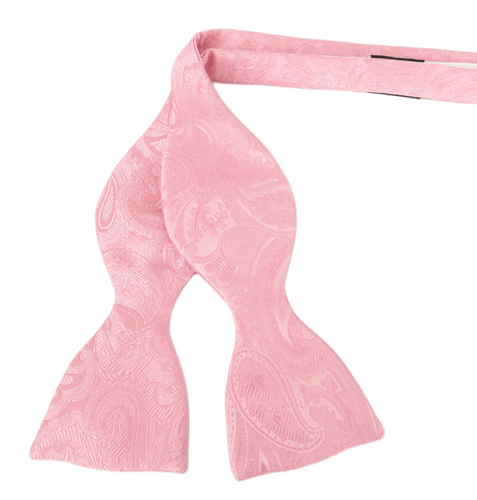 Rose Pink Silk Paisley Self Tie Bow Tie by Van Buck