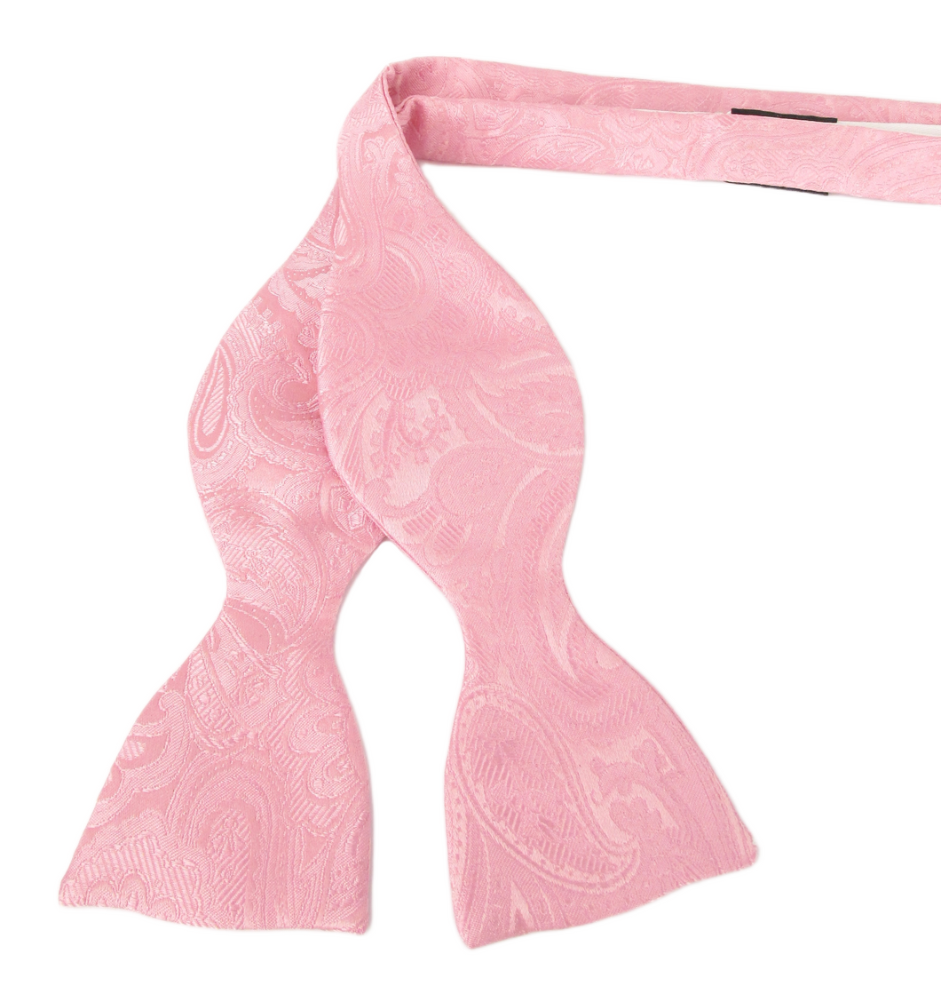 Rose Pink Silk Paisley Self Tie Bow Tie by Van Buck
