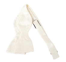 White Silk Paisley Self Tie Bow Tie by Van Buck
