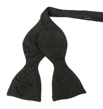 Black Silk Paisley Self Tie Bow Tie by Van Buck