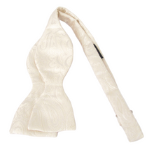 Ivory Silk Paisley Self Tie Bow Tie by Van Buck