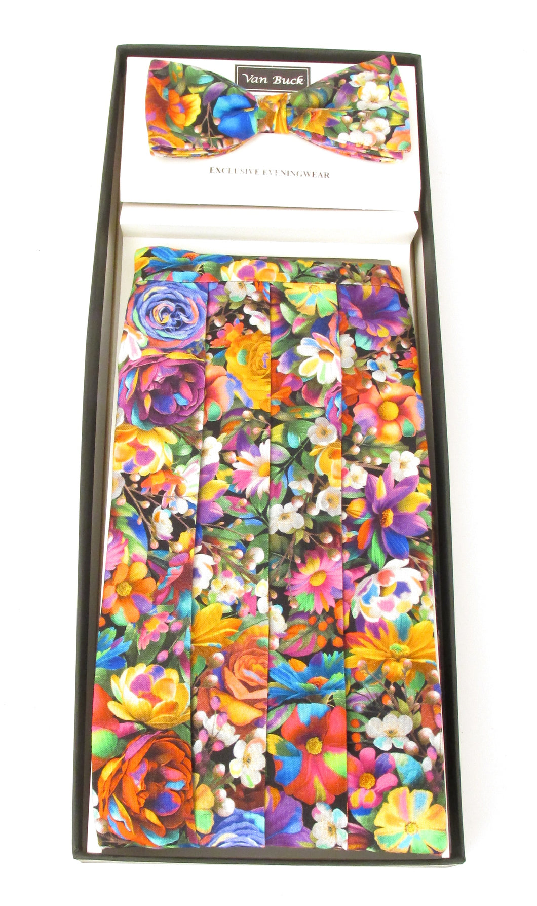 Vivid Floral Cummerbund & Bow Tie Set by Van Buck