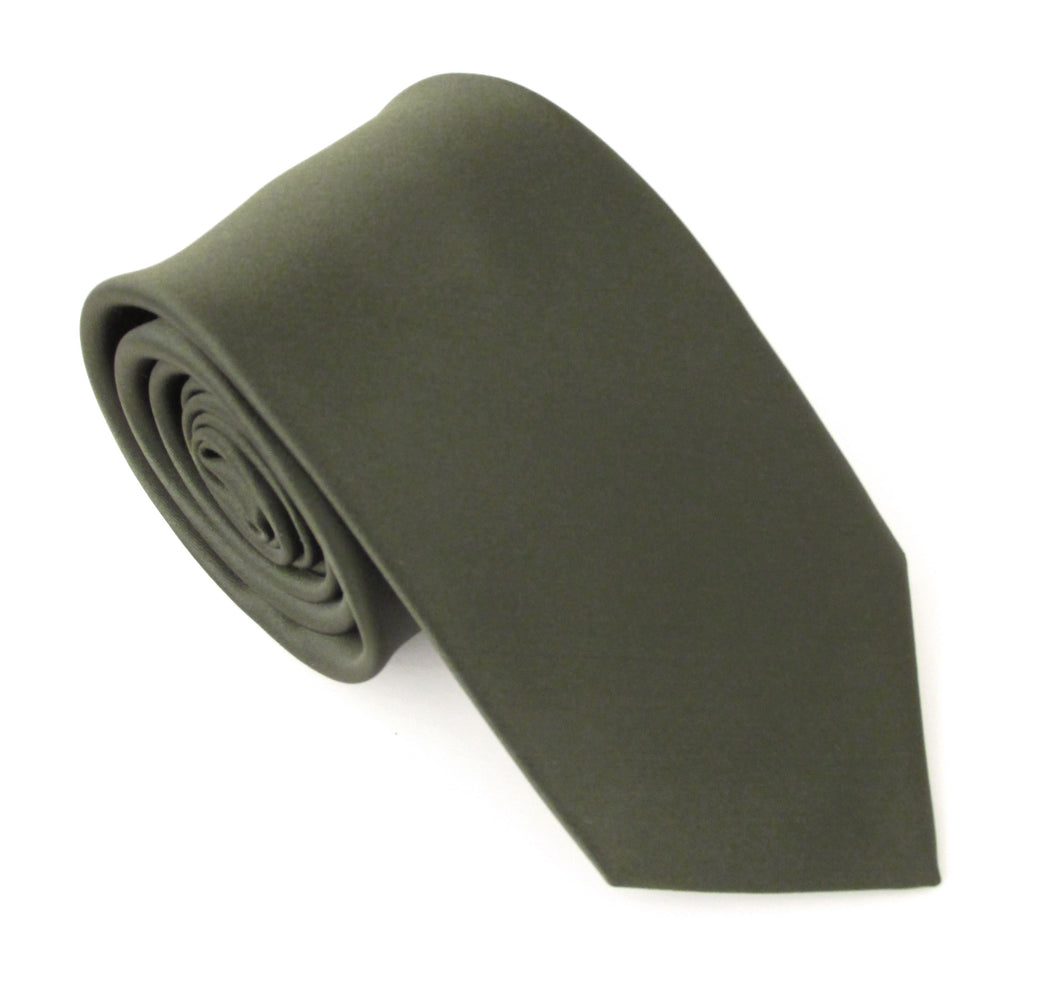 Army Green Satin Wedding Tie By Van Buck