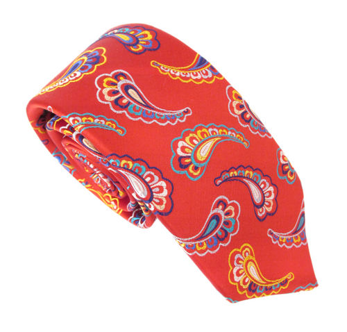 Limited Edition Red Paisley Silk Tie by Van Buck