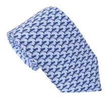 Italian Printed Silk Sky Navy Shark Tie
