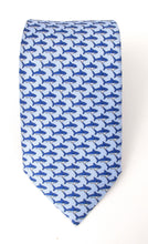 Italian Printed Silk Sky Navy Shark Tie