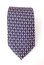 Italian Printed Silk Navy Pink Love Birds Tie