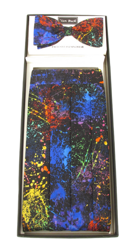 Paint Blast Cummerbund & Bow Tie Set by Van Buck