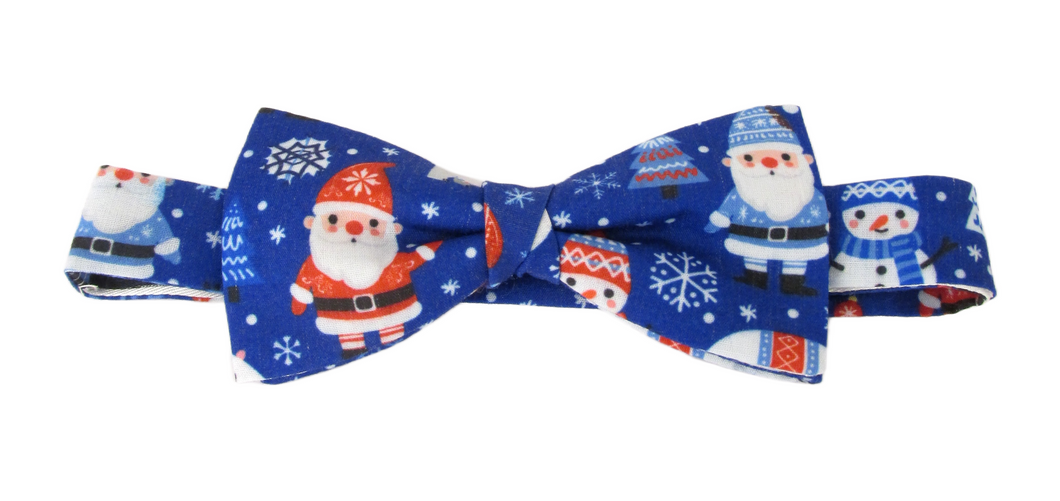Blue Santa Snow Christmas Bow Tie by Van Buck