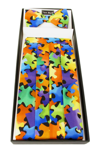Puzzle Novelty Cummerbund & Bow Tie Set by Van Buck