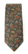 Green Paisley Printed English Silk Tie by Van Buck