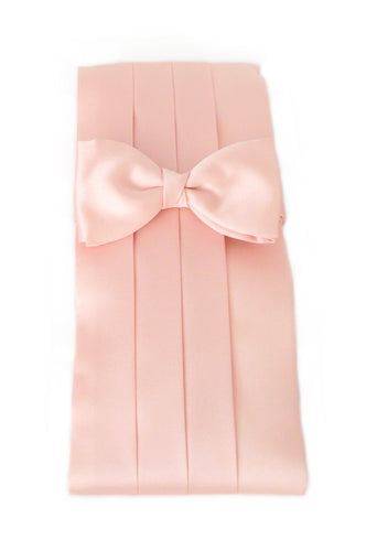 Baby Pink Cummerbund & Bow Tie Set by Van Buck
