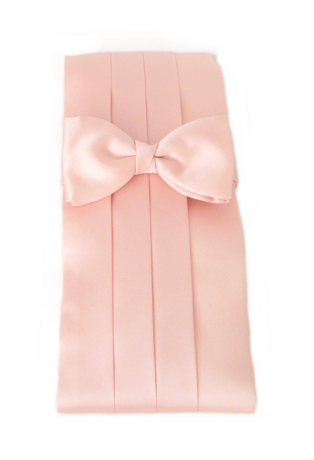 Baby Pink Cummerbund & Bow Tie Set by Van Buck