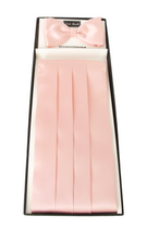 Baby Pink Cummerbund & Bow Tie Set by Van Buck