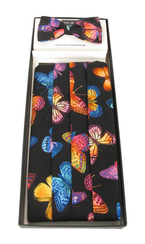 Bold Butterfly Novelty Cummerbund & Bow Tie Set