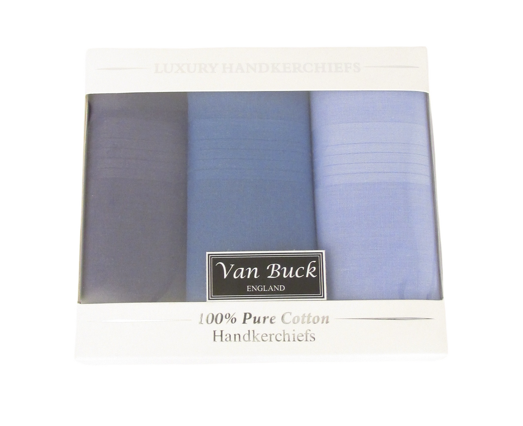 Blue Cotton Handkerchief Gift Set by Van Buck