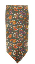 Green Paisley Printed English Silk Tie by Van Buck