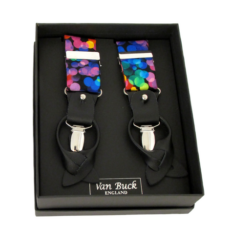 Night Lights Cotton Party Trouser Braces by Van Buck