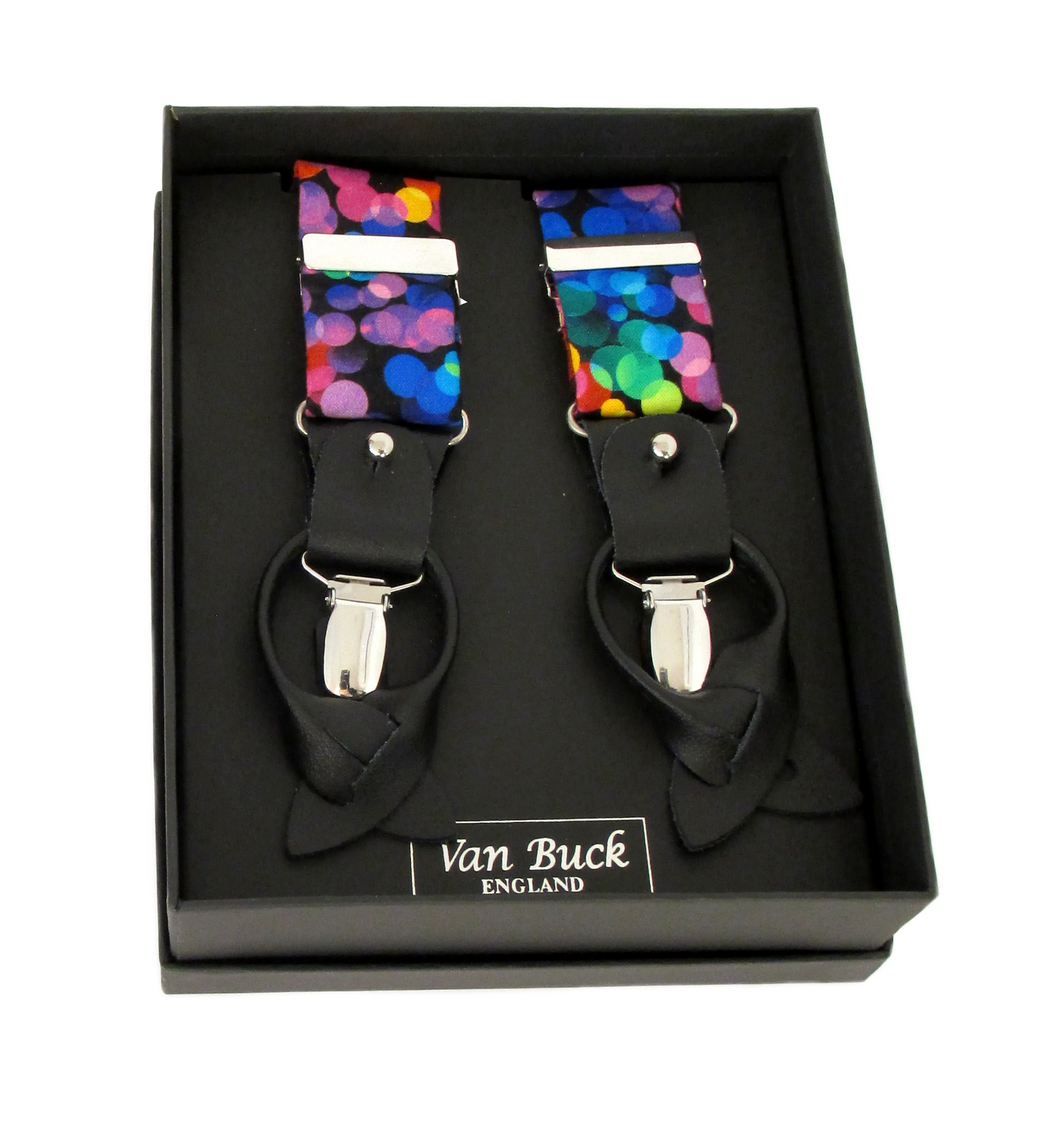 Night Lights Cotton Party Trouser Braces by Van Buck