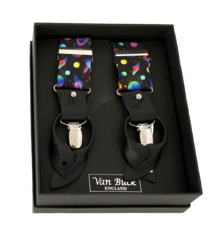 Mini Planets Cotton Party Trouser Braces by Van Buck