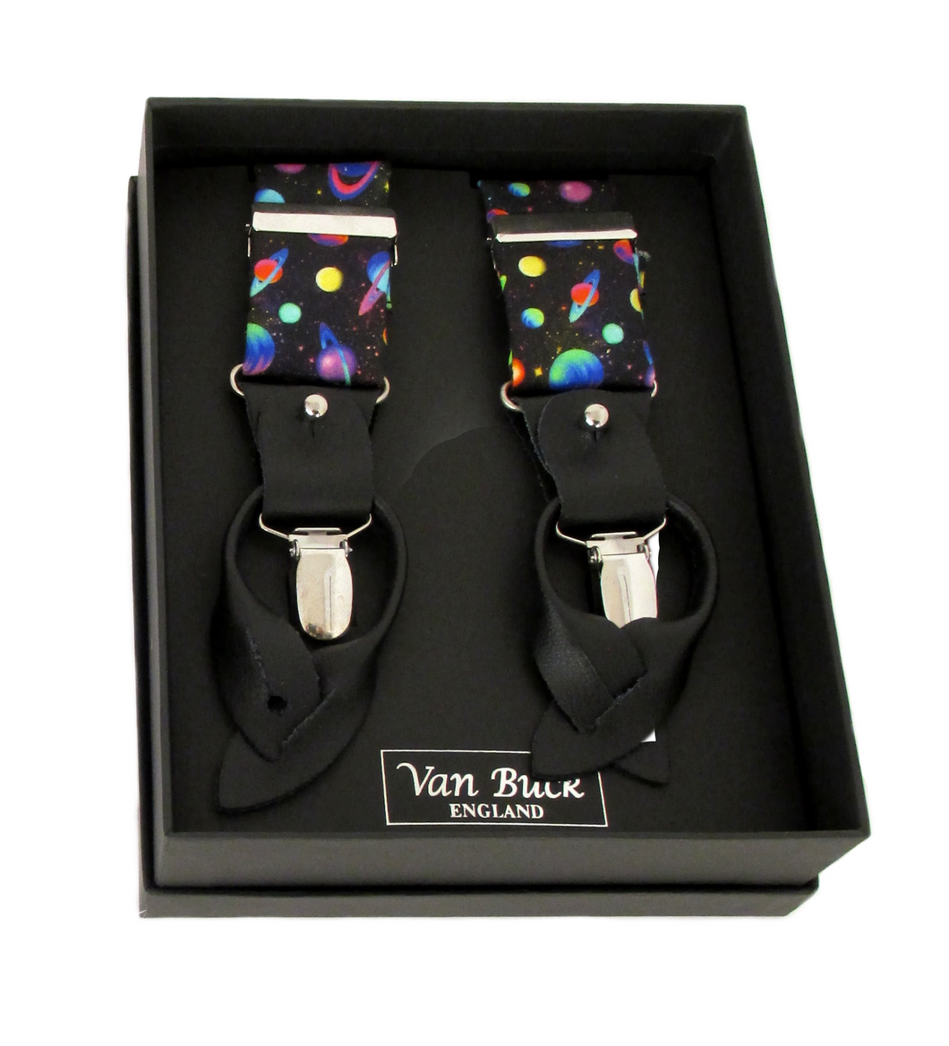 Mini Planets Cotton Party Trouser Braces by Van Buck