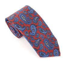 Red Traditional Paisley Printed English Silk Tie by Van Buck