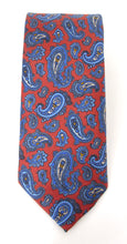 Red Traditional Paisley Printed English Silk Tie by Van Buck