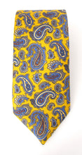 Gold Traditional Paisley Printed English Silk Tie by Van Buck
