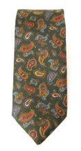 Green Classic Paisley Printed English Silk Tie by Van Buck