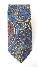 Navy Giant Paisley Printed English Silk Tie by Van Buck