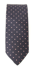 Navy Pink Polka Dot Printed English Silk Tie by Van Buck