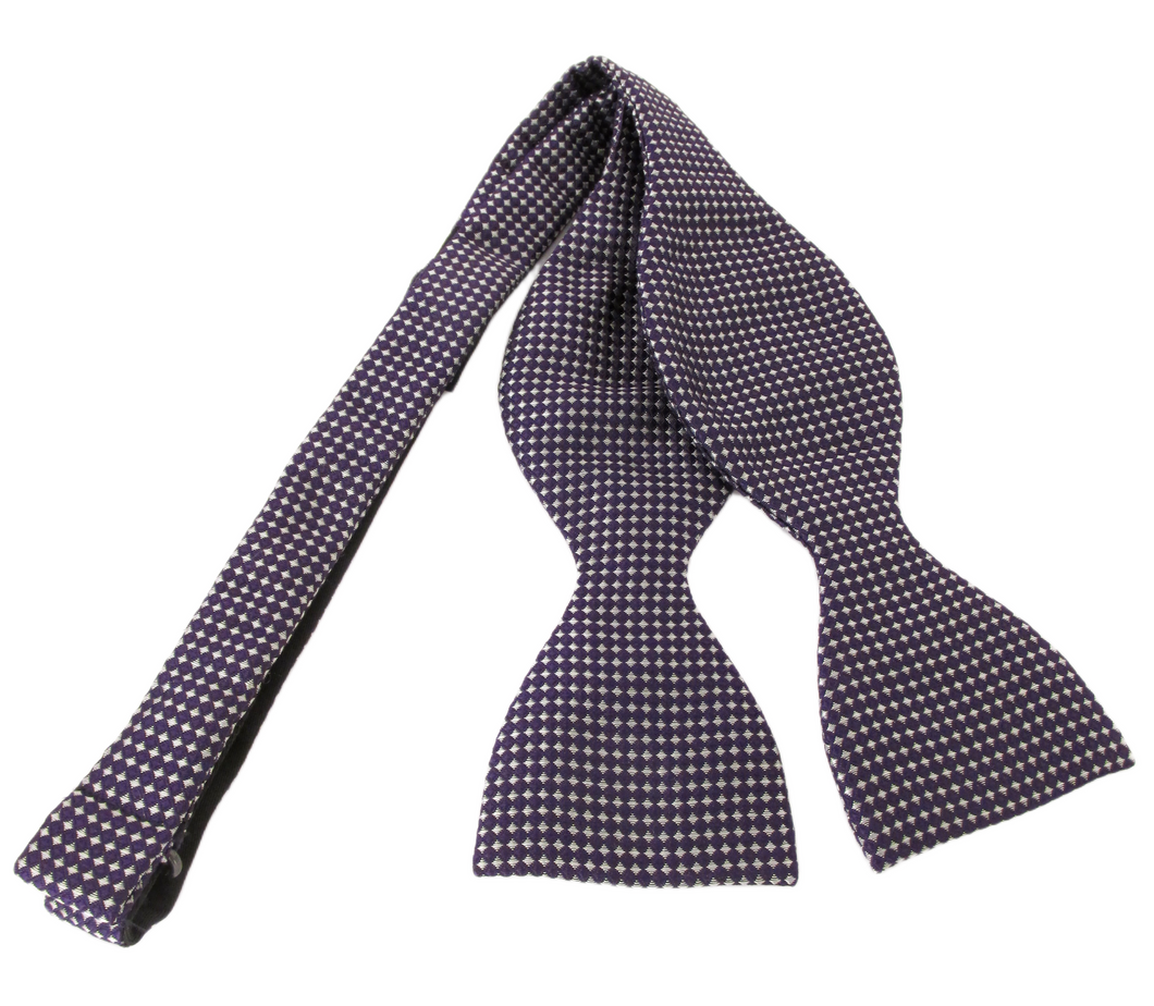 Purple Diamond Self-Tied Silk Bow Tie by Van Buck