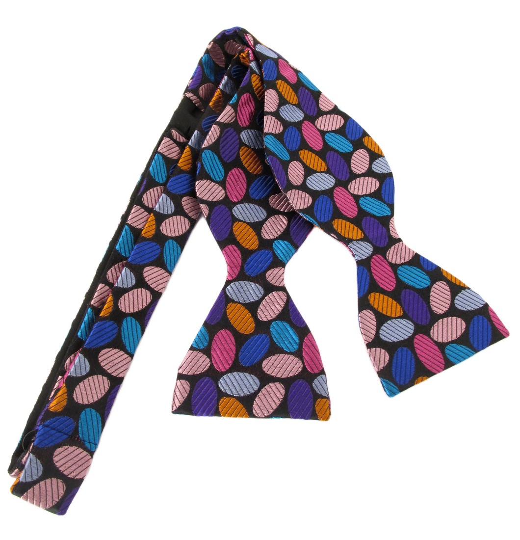 Pink Ovals Self-Tied Silk Bow Tie by Van Buck