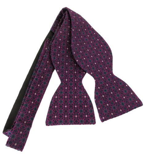 Cerise Kaleidoscope Self-Tied Silk Bow Tie by Van Buck
