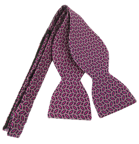 Cerise Weave Self-Tied Silk Bow Tie by Van Buck