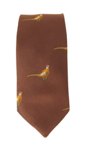 Brown Standing Pheasant Country Silk Tie