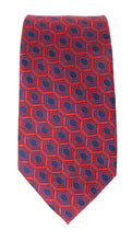 Navy Red Hexagons London Silk Tie by Van Buck