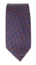 Navy Brown Hexagons London Silk Tie by Van Buck