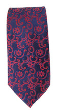 Navy Red Swirl London Silk Tie by Van Buck